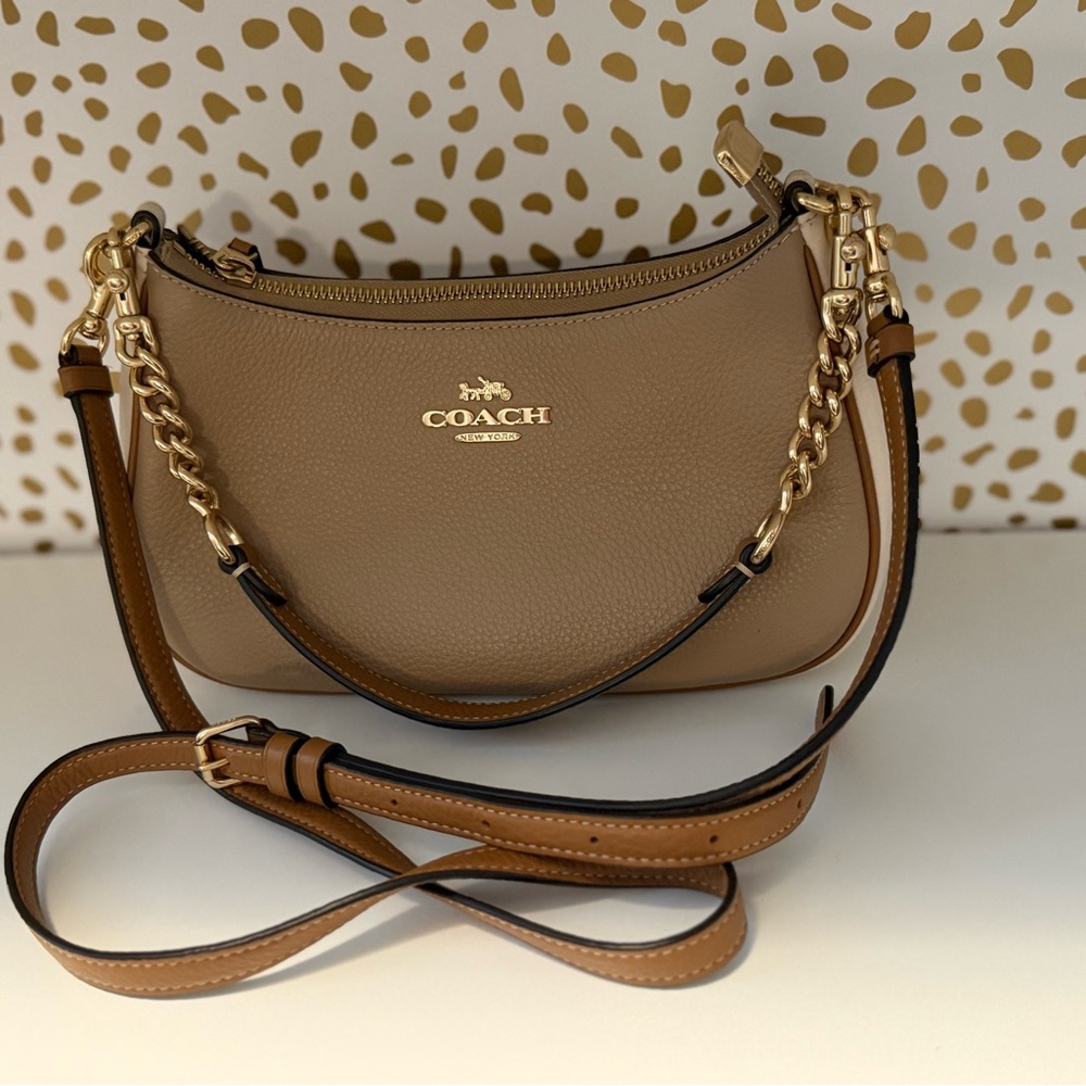 Coach Brown Crossbody Bag with Gold Accents
